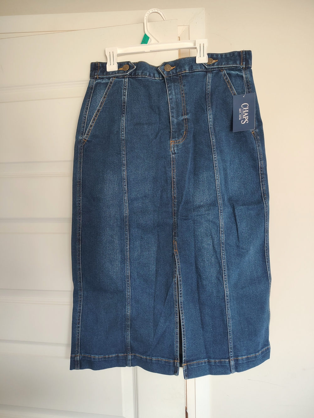 Chaps Women's Blue Straight-Leg Denim Skirt